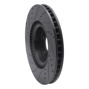 Audi A8 Brake Rotor (1) - Front Right - R1 Concepts - Drilled & Slotted - Black - `12-`18